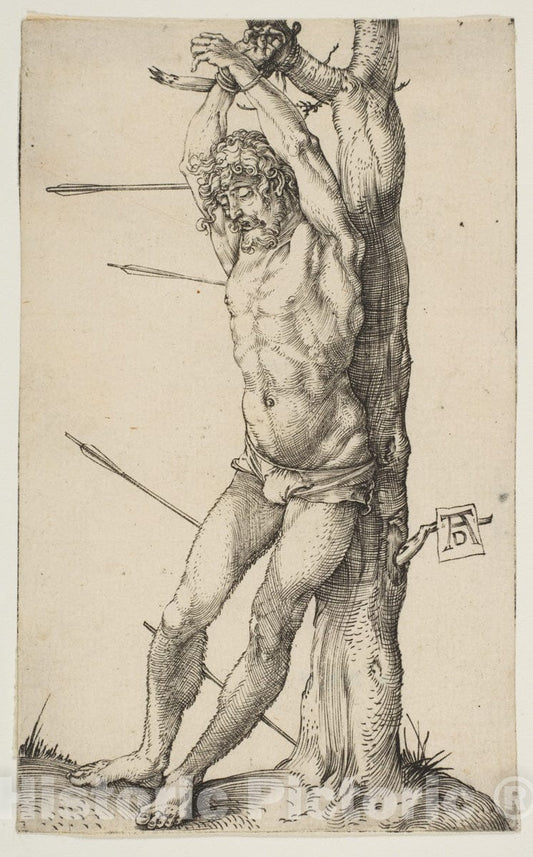 Art Print : Albrecht Dürer - Saint Sebastian Tied to a Tree : Vintage Wall Art