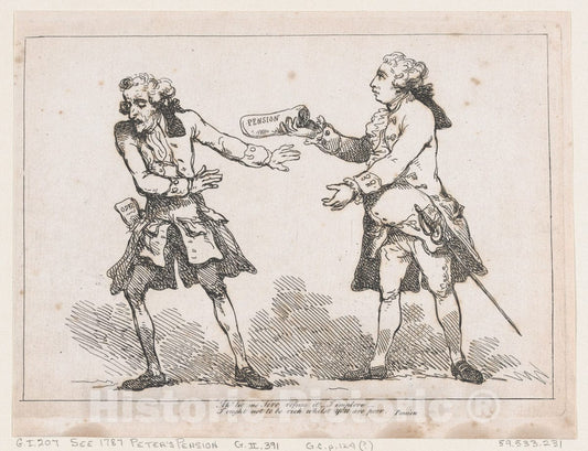Art Print : Thomas Rowlandson - Ah' let me Sire Refuse it, from Peter's Pension by Peter Pindar, Esq. : Vintage Wall Art