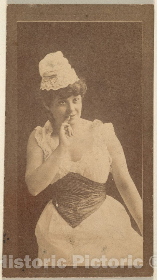 Photo Print : Actress Holding Finger up to Lips, from The Actresses Series (N668) : Vintage Wall Art