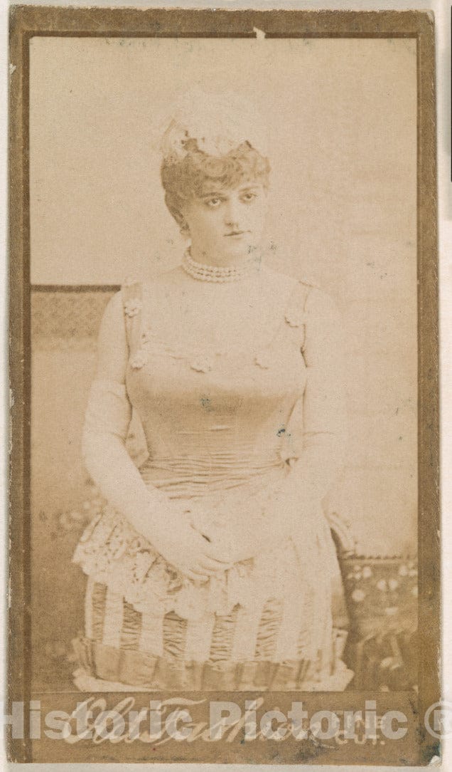 Photo Print : Actress Standing with Hands clasped at Waist, from The Actresses Series (N664) Promoting Old Fashion Fine Cut Tobacco v.1 : Vintage Wall Art