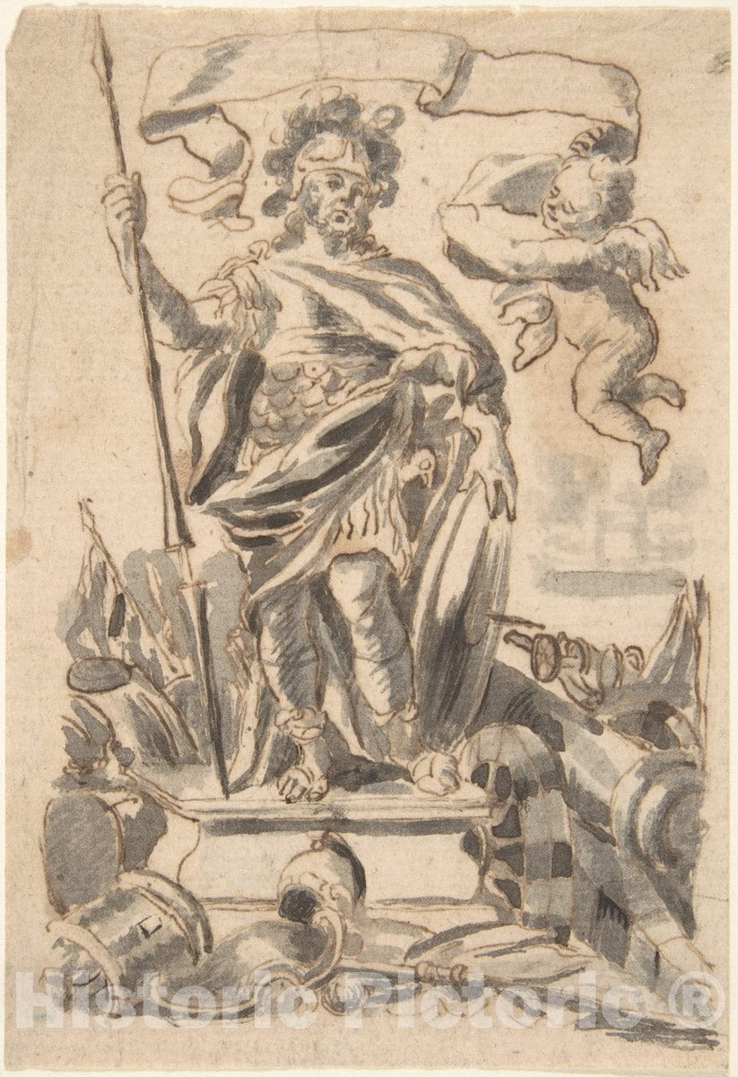 Art Print : William Faithorne The Elder - Design for a Book Illustration 2 : Vintage Wall Art