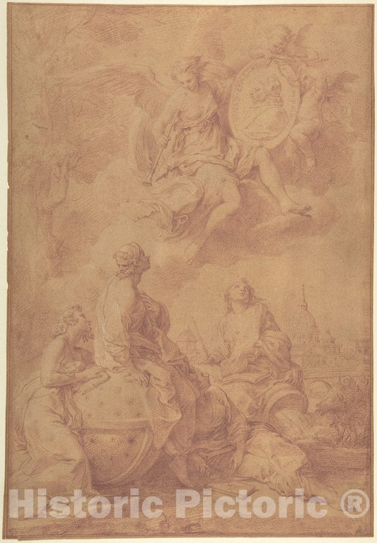 Art Print : Pompeo Batoni - Allegory in Honor of Pope Benedict XIV : Vintage Wall Art