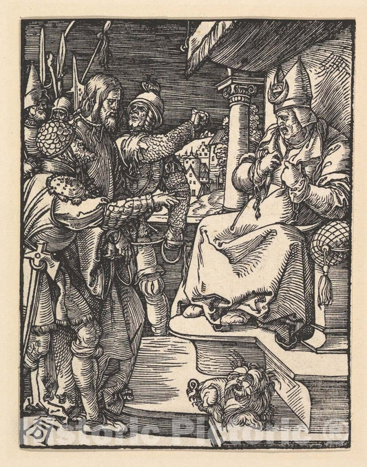 Art Print : Albrecht Dürer - Christ Before Caiaphas, from The Small Passion 2 : Vintage Wall Art