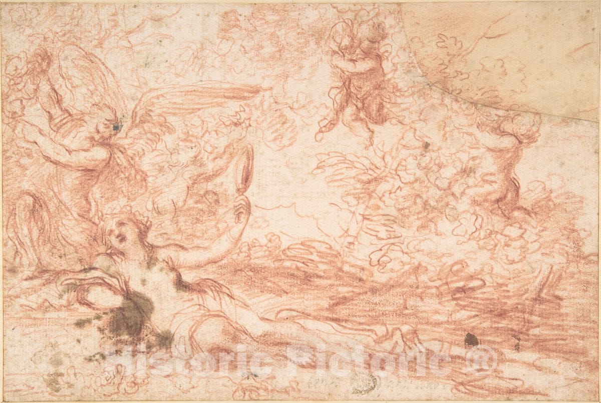 Art Print : Italian, Bolognese, 17th Century - Mythological Scene : Vintage Wall Art