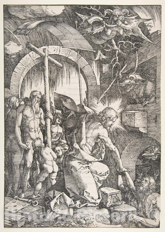 Art Print : Albrecht Dürer - Christ in Limbo, from The Large Passion, Edition 1511 : Vintage Wall Art