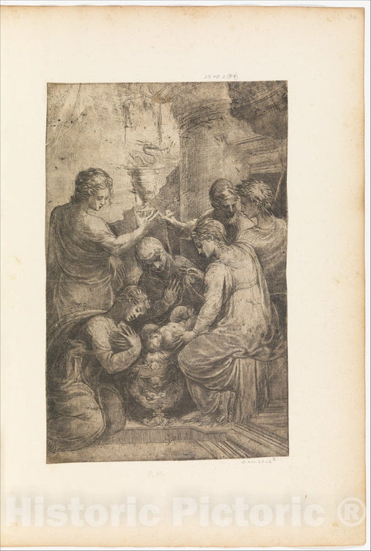Art Print : Andrea Schiavone (Andrea Meldola) - Adoration of The Child : Vintage Wall Art