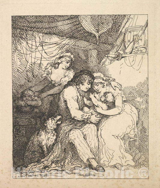 Art Print : Thomas Rowlandson - A Sailor's Family : Vintage Wall Art