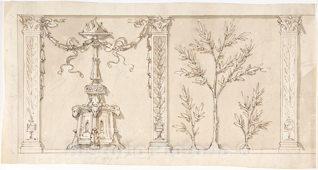 Art Print : British, 19th Century - Design for a Frieze or Wall Decoration : Vintage Wall Art