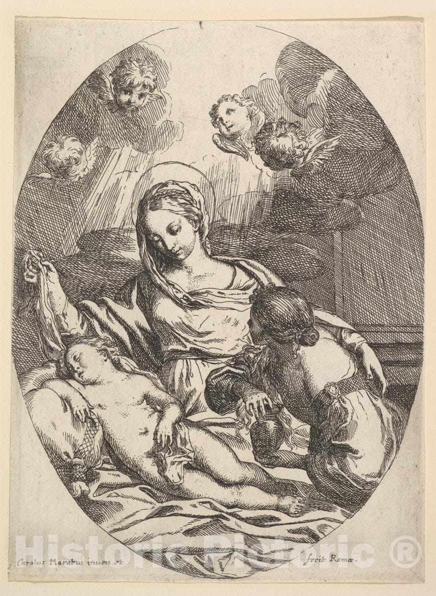 Art Print : Carlo Maratti - Virgin and Child with St. Mary Magdalen 2 : Vintage Wall Art