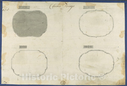 Art Print : Thomas Chippendale - China Trays, from Chippendale Drawings, Vol. II : Vintage Wall Art