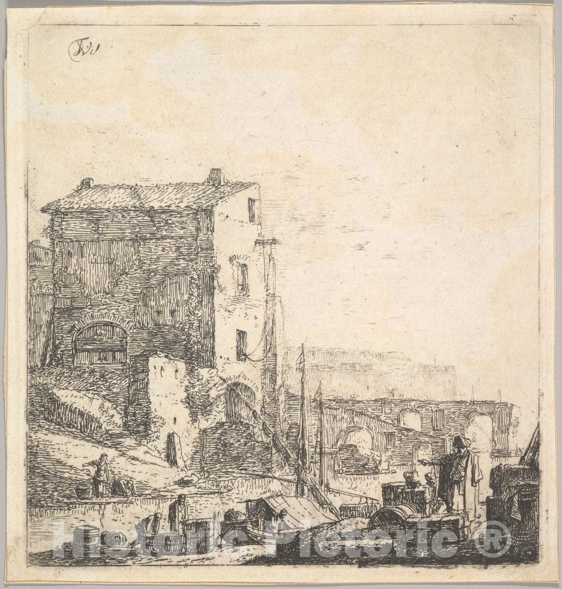 Art Print : Thomas Wijck - an Oriental Merchant with Merchandise at Riverside 2 : Vintage Wall Art