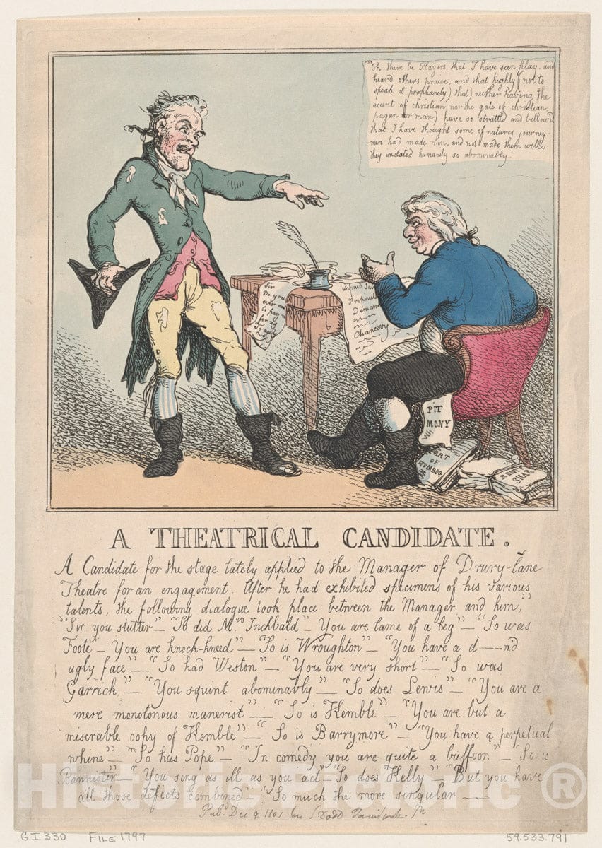 Art Print : Thomas Rowlandson - A Theatrical Candidate : Vintage Wall Art