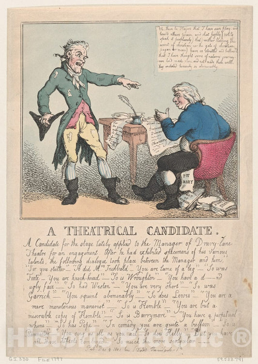 Art Print : Thomas Rowlandson - A Theatrical Candidate : Vintage Wall Art