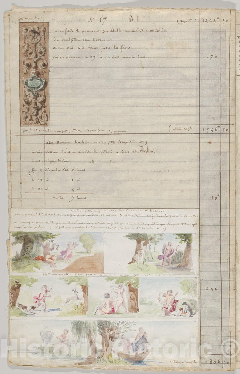 Art Print : Jules-Edmond-Charles Lachaise - Interior Decorator’s Account Book of Hours Spent : Vintage Wall Art