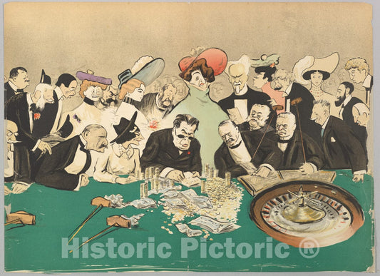 Art Print : Georges Goursat Sem - La Roulette in The Casino, from Monte-Carlo, 2nd Serie : Vintage Wall Art