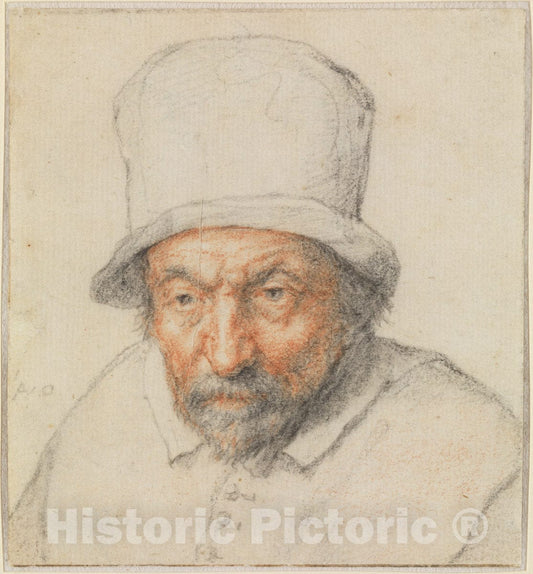 Art Print : Adriaen Van Ostade - Head of a Bearded Man in a Hat : Vintage Wall Art