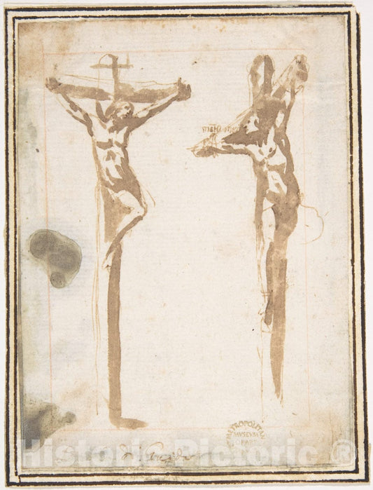 Art Print : Francesco Allegrini - Christ Crucified with The Good Thief : Vintage Wall Art