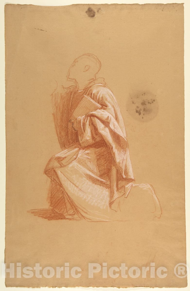 Art Print : Isidore Pils - Cleric (Lower Register; Study for Wall Paintings in The Chapel of Saint Remi, Sainte-Clotilde, Paris, 1858) 1 : Vintage Wall Art