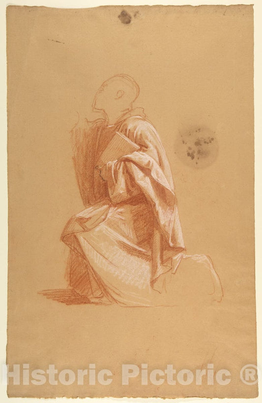 Art Print : Isidore Pils - Cleric (Lower Register; Study for Wall Paintings in The Chapel of Saint Remi, Sainte-Clotilde, Paris, 1858) 1 : Vintage Wall Art