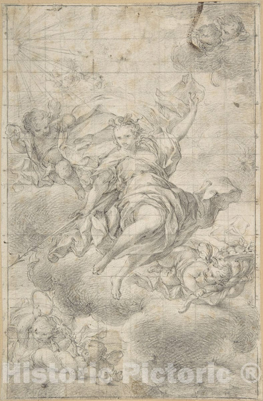 Art Print : Italian, First Half of The 18th Century - Design for a Ceiling Fine Art Print -  : Vintage Wall Art