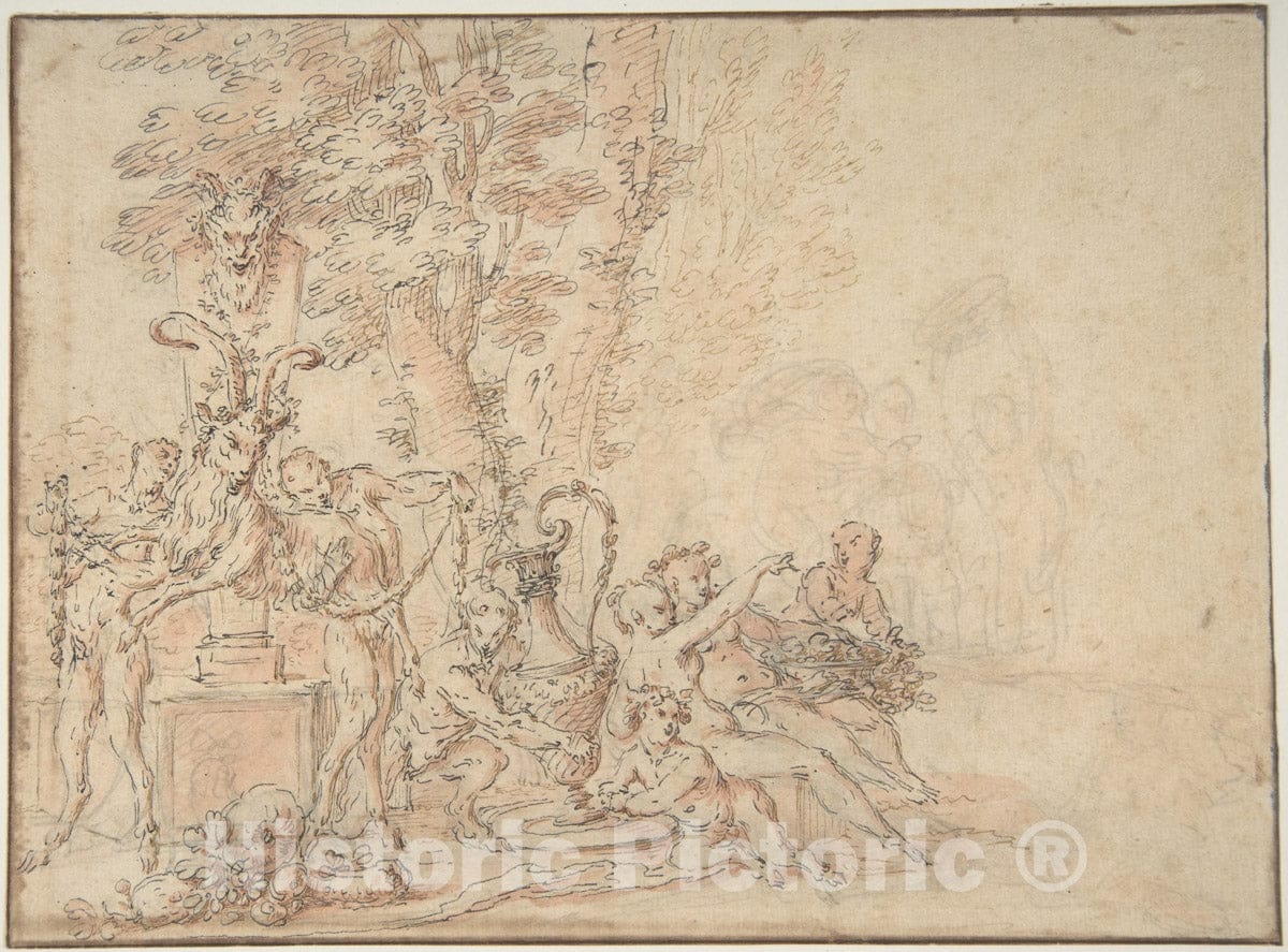 Art Print : Claude Gillot - Satyrs Preparing for a Festival : Vintage Wall Art