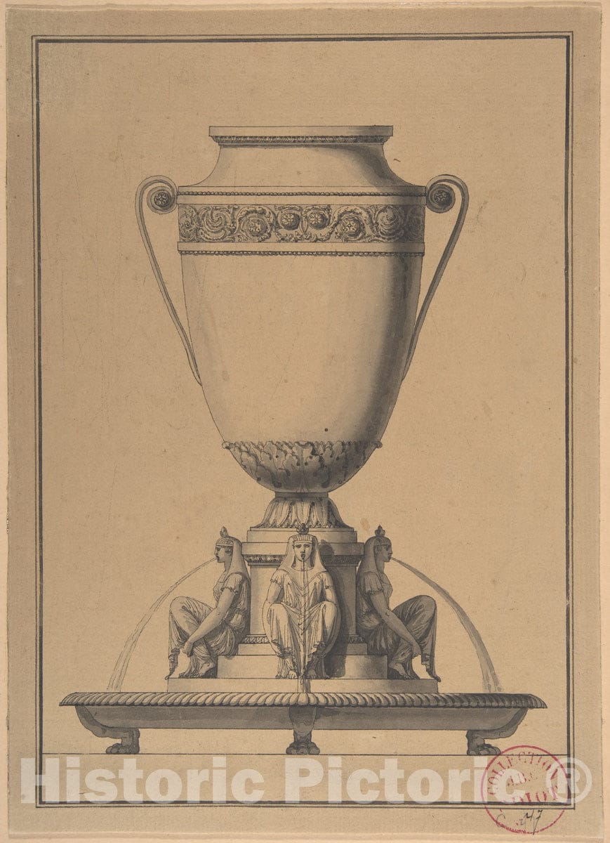 Art Print : Henri Auguste - Design for a Wine Fountain 2 : Vintage Wall Art