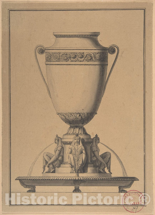 Art Print : Henri Auguste - Design for a Wine Fountain 2 : Vintage Wall Art