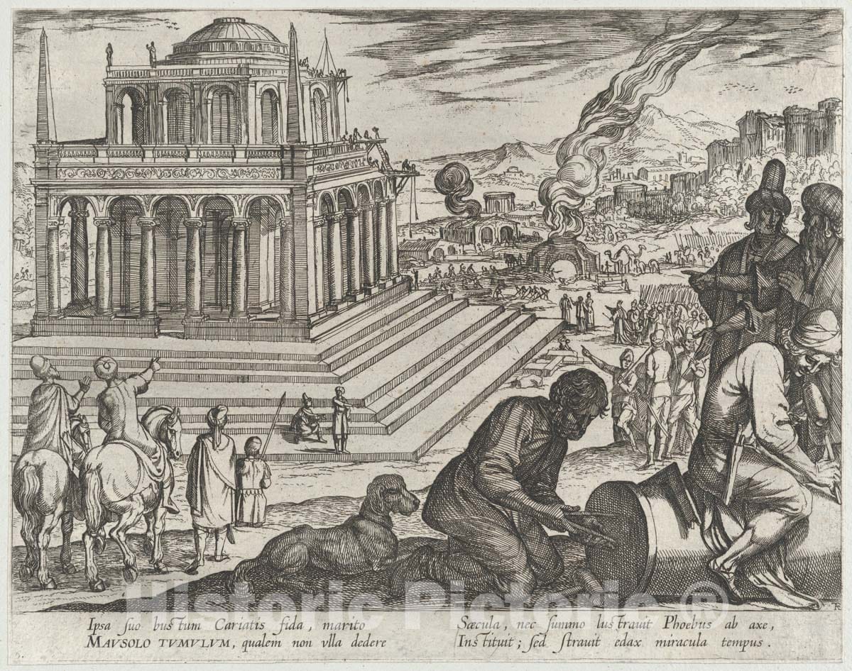 Art Print : Antonio Tempesta - Plate 5: The Tomb of Mausolus, from 'The Seven Wonders of The World' : Vintage Wall Art