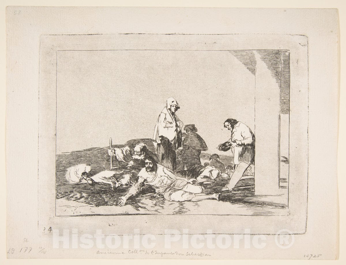 Art Print : Goya - Plate 58 from 'The Disasters of War' (Los Desastres de la Guerra): 'It's no use Crying Out' 1 : Vintage Wall Art