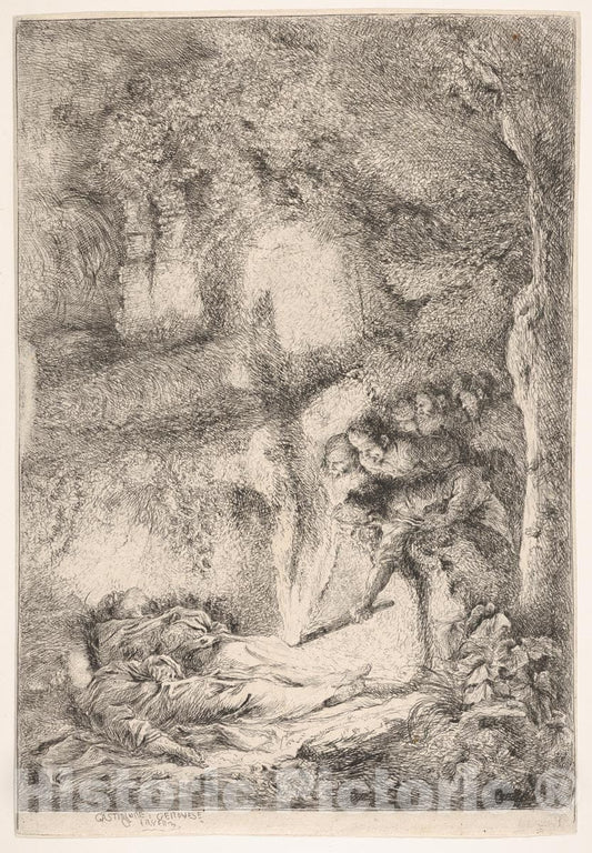Art Print : Giovanni Benedetto Castiglione (Il Grechetto) - Finding The Bodies of Saints Peter and Paul 2 : Vintage Wall Art