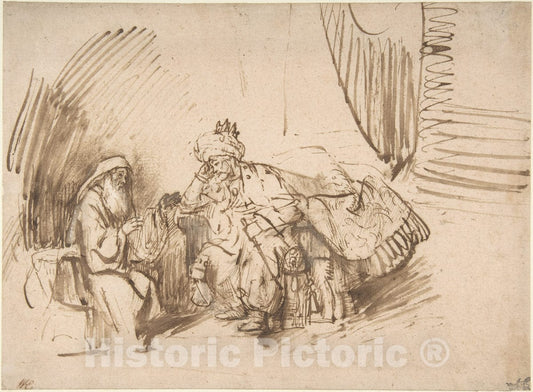 Art Print : Rembrandt (Rembrandt Van Rijn) - Nathan Admonishing David : Vintage Wall Art