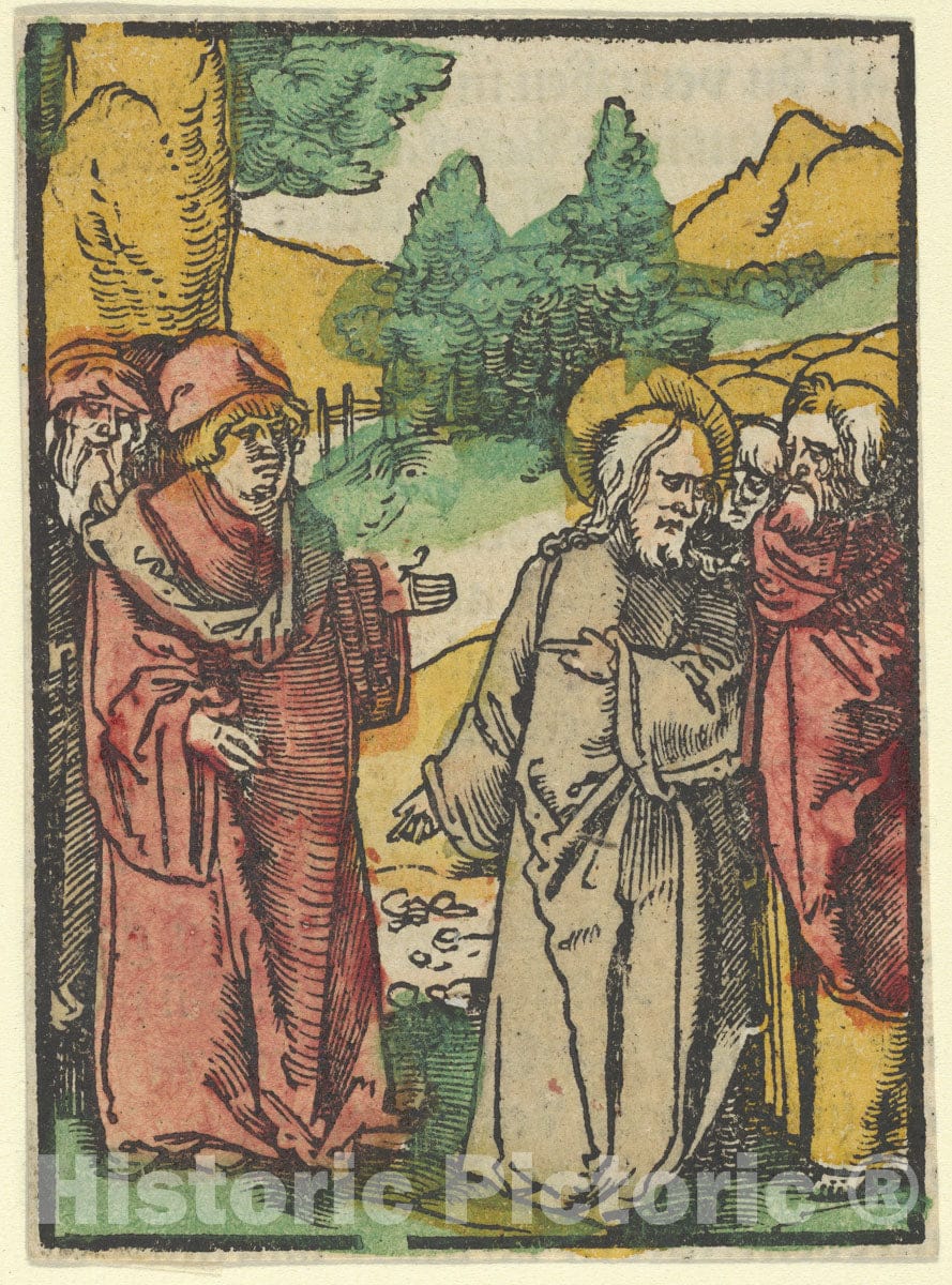 Art Print : Hans Schäufelein - Christ Warning The Disciples of False Prophets, from Das Plenarium 2 : Vintage Wall Art