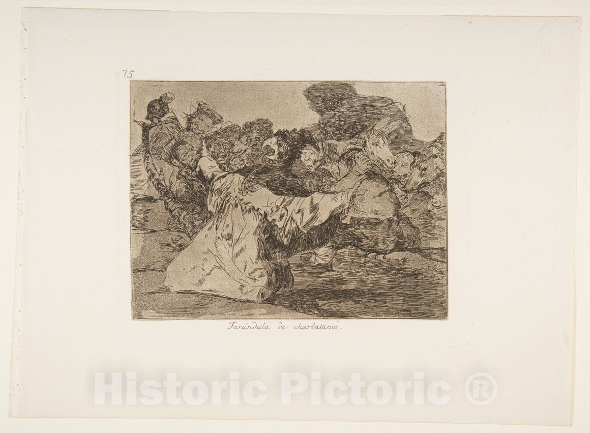 Art Print : Goya - Plate 75 from 'The Disasters of War' (Los Desastres de la Guerra): 'Charlatan's Show' (Farándula de charlatanes.) : Vintage Wall Art