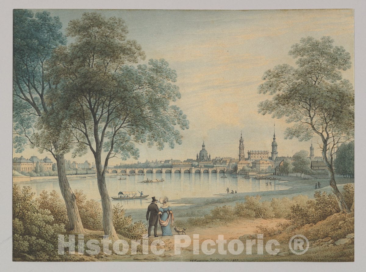 Art Print : Christian Gottlob Hammer - View of Dresden from The West : Vintage Wall Art