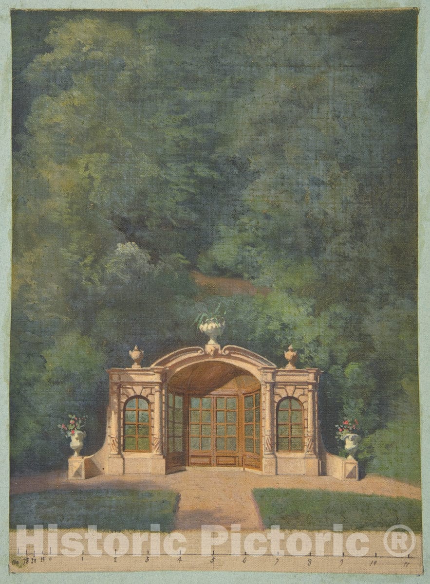 Art Print : Jules-Edmond-Charles Lachaise - A Garden Pavilion in a forested Landscape : Vintage Wall Art