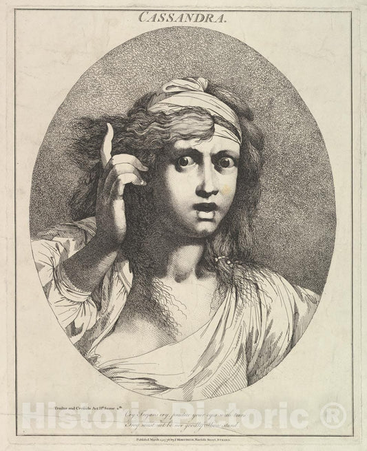 Art Print : Etched and published by John Hamilton Mortimer - Cassandra (Twelve Characters from Shakespeare) : Vintage Wall Art