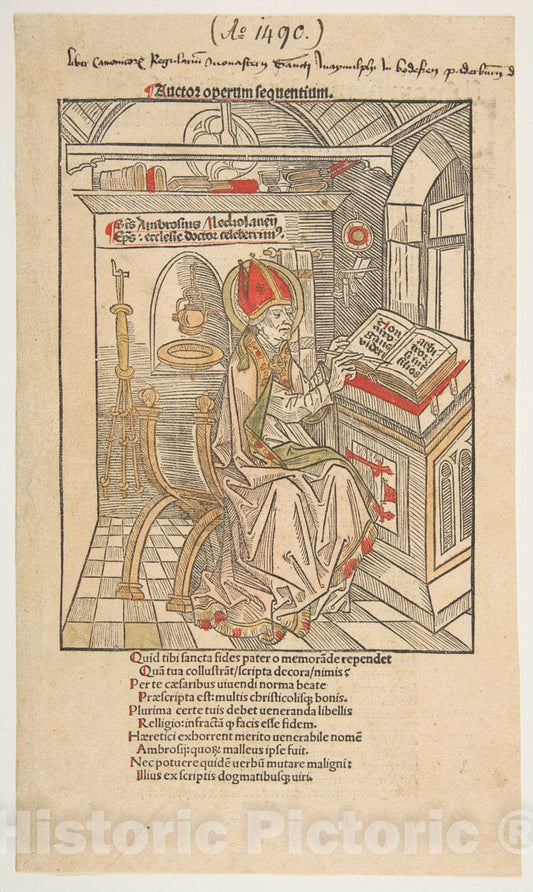 Art Print : Possibly Albrecht Dürer - Saint Ambrose : Vintage Wall Art