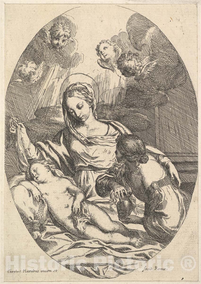 Art Print : Carlo Maratti - Virgin and Child with St. Mary Magdalen 1 : Vintage Wall Art