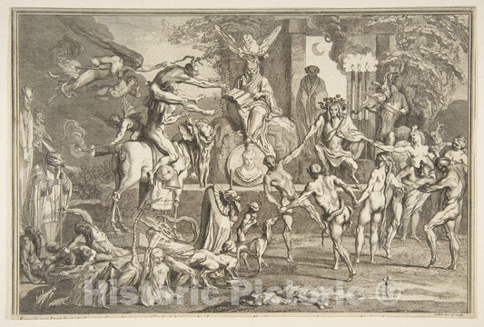 Art Print : Claude Gillot - Errant Pendant la nuit. : Vintage Wall Art