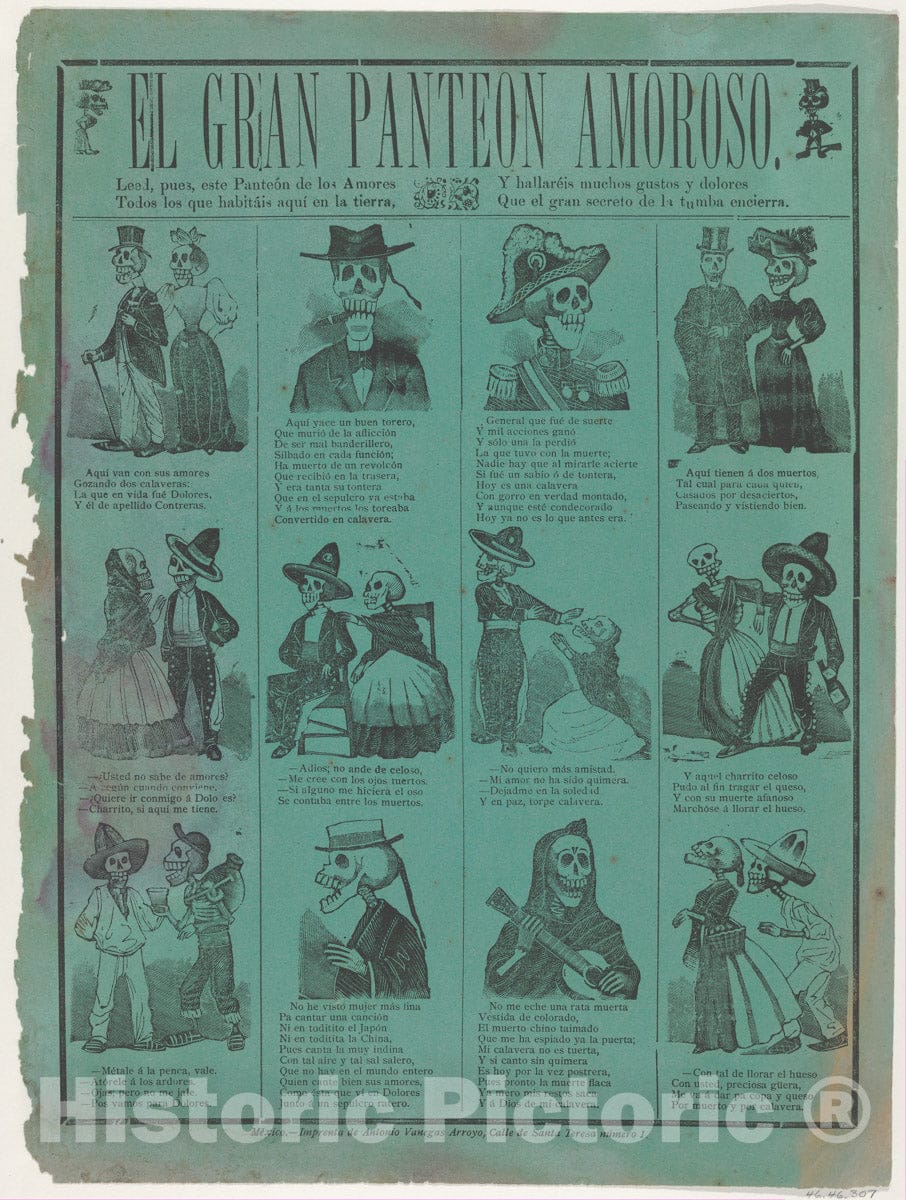 Art Print : José Guadalupe Posada - The Great Pantheon of Love : Vintage Wall Art