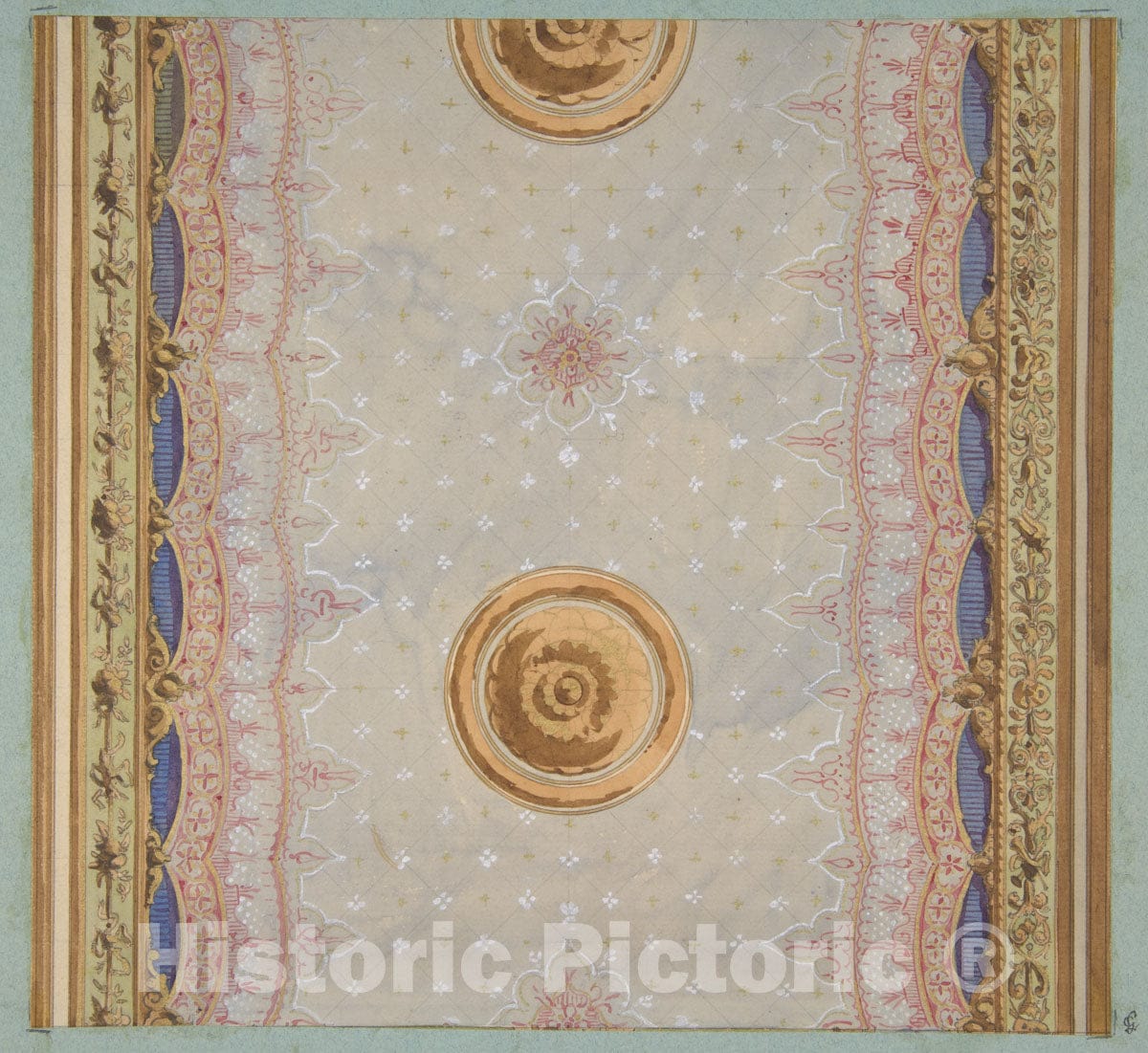 Art Print : Jules-Edmond-Charles Lachaise - A Design for The Painted Decoration of a Ceiling or Walls : Vintage Wall Art