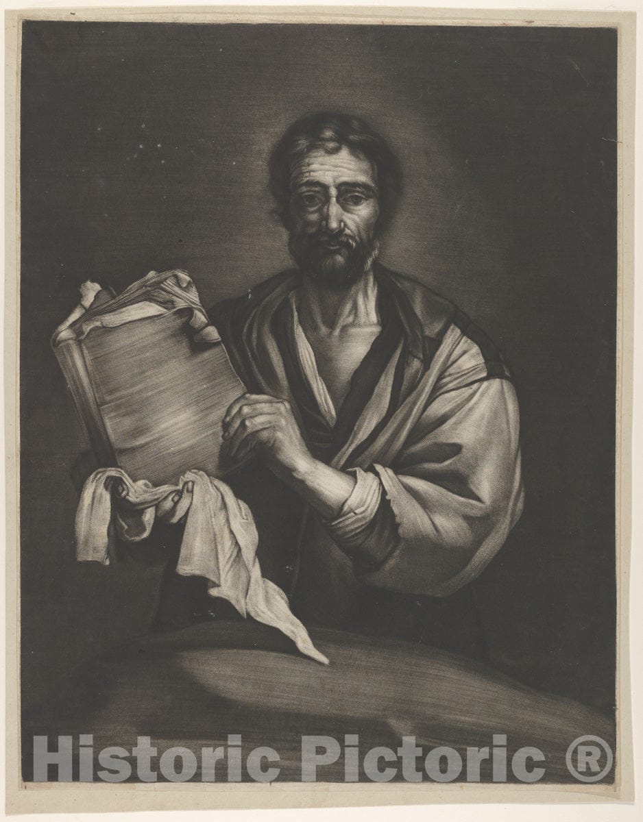 Art Print : Bernard Vaillant - A Philosopher, Looking Forward, Holding a Book with a Cloth : Vintage Wall Art