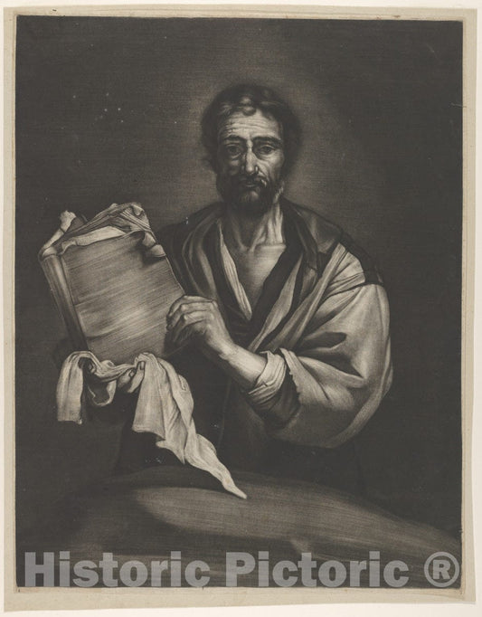 Art Print : Bernard Vaillant - A Philosopher, Looking Forward, Holding a Book with a Cloth : Vintage Wall Art