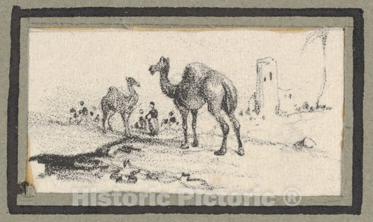 Art Print : Victor Adam - Camels in a Landscape : Vintage Wall Art