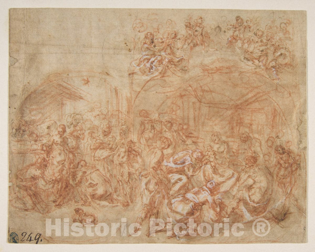 Art Print : Cesare Pollino (Cesare dal Francia or Franchi) - Adoration of The Magi : Vintage Wall Art