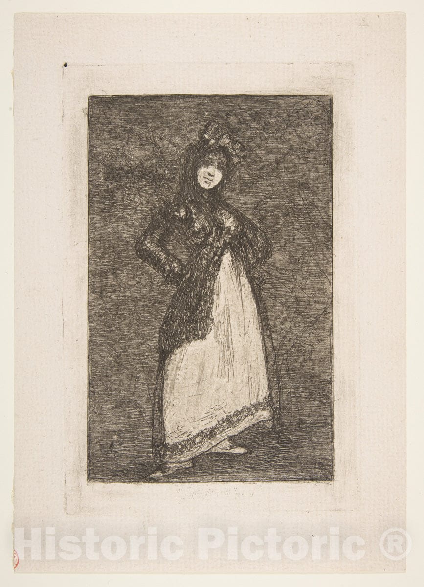 Art Print : Goya - A 'Maja' Standing Against a Dark Background (Maja) : Vintage Wall Art