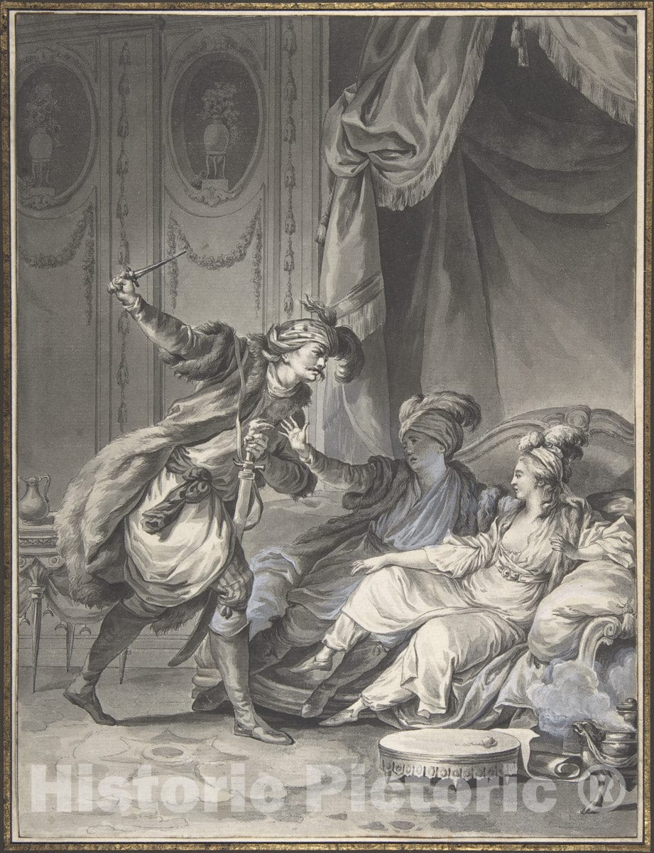 Art Print : Jean Michel Moreau The Younger - Comme ils en étaient là, Arrive l'oncle : Vintage Wall Art