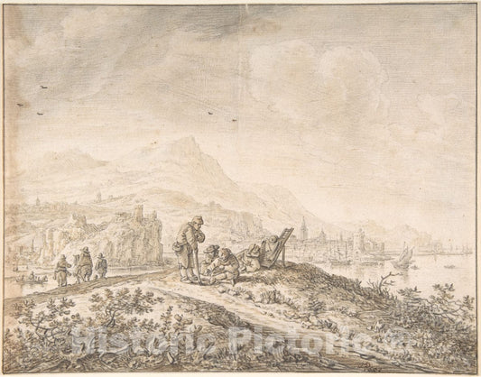 Art Print : Herman Saftleven II - Fantasy Rhine Landscape : Vintage Wall Art