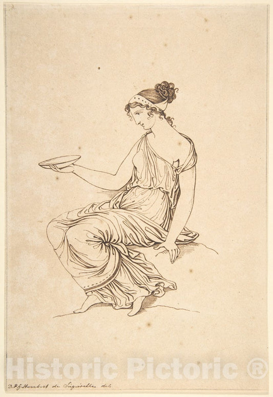 Art Print : David-Pierre Giottino Humbert de Superville - A Seated Woman in Profile : Vintage Wall Art