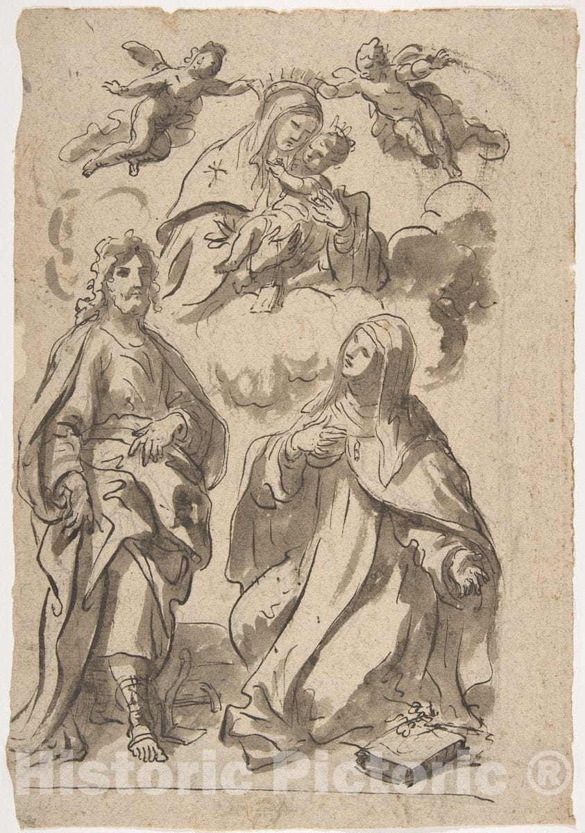 Art Print : A Male and a Female Saint - Artist: Francesco di Maria - Created: 1623–90 : Vintage Wall Art